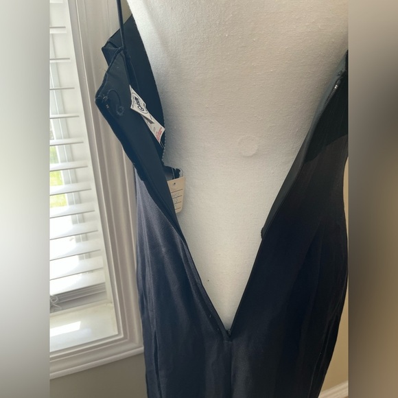 [11/12]VTG Les Robes Galleria Black Spaghetti Strap Maxi Back Slit pencil Dress - Picture 8 of 13